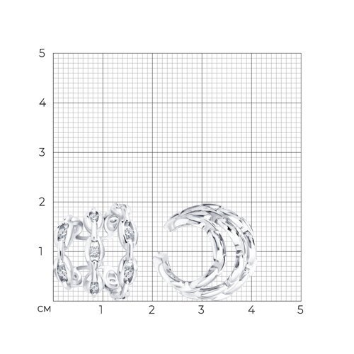 Серьга из серебра с фианитами (Арт.94170436)