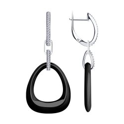 Серьги из серебра с керамическими вставками и фианитами (Арт.94-121-01902-1)