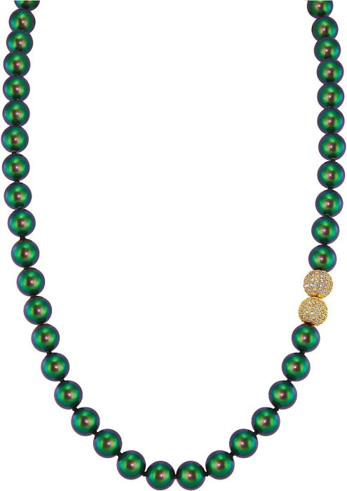 Ожерелье из серебра с жемчугом и куб. цирконием (Арт.32l-gk-25)