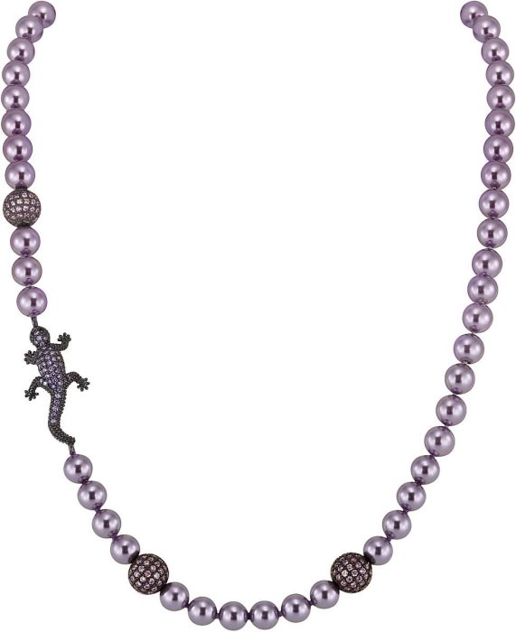 Ожерелье из серебра с жемчугом и куб. цирконием (Арт.40l-byk4-bk4-16)