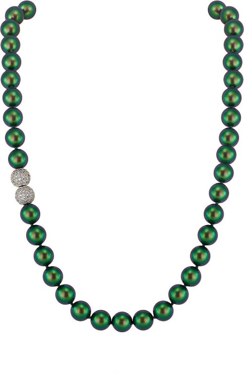 Ожерелье из серебра с жемчугом и кристаллом swarovski (Арт.5l-sk-25)