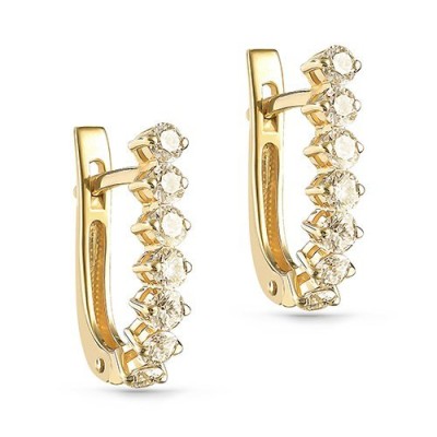 Серьги золотые с бриллиантами шампань «Искры Вечера» Kabarovsky (арт.12-21212-9200)