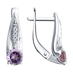 Серьги из серебра с аметистами и фианитами (Арт.94-320-00498-1)