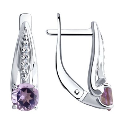 Серьги из серебра с аметистом и фианитами «Северное сияние» SOKOLOV (арт.9498)