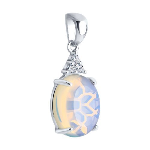 Кулон серебряный с опалитом и фианитами «Лунный Орнамент» Соколов (арт.01837)