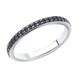 Серебряное кольцо с чёрными фианитами (Арт.94010700)