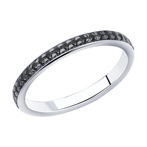 Серебряное кольцо с чёрными фианитами (Арт.94010700)