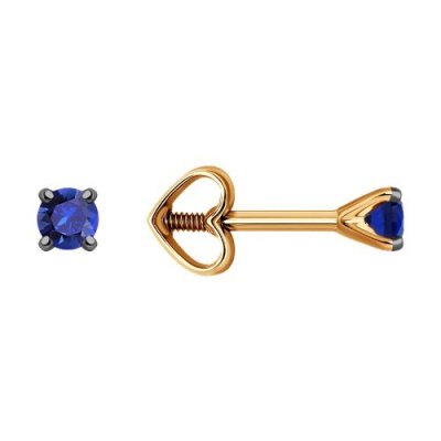 Серьги из золота с сапфиром «Синяя Искорка» Соколов (арт.02293)