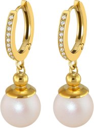 Серьги из серебра с жемчугом и кристаллом swarovski (Арт.aas-4-b-10-35-g)