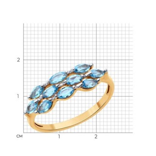 Кольцо золотое с топазом «Лазурное созвездие» Соколов (арт.51-310-01869-1)