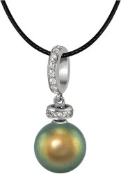 Кулон из серебра с жемчугом и кристаллом swarovski (Арт.abp-2-10-26-s)