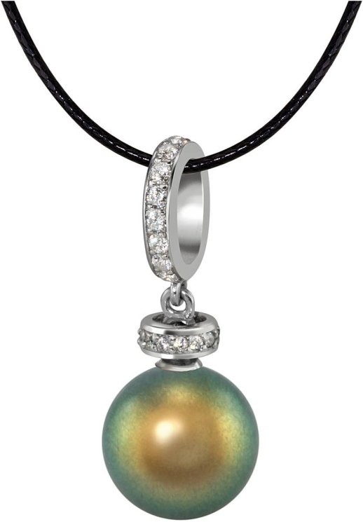 Кулон из серебра с жемчугом и кристаллом swarovski (Арт.abp-2-10-26-s)