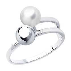 Кольцо из серебра с жемчугом (Арт.94013389)