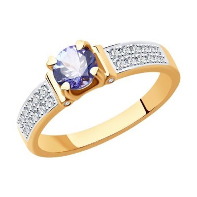 Кольцо из золота с бриллиантами и танзанитом «Сияние Танзании» Соколов (арт.6014)