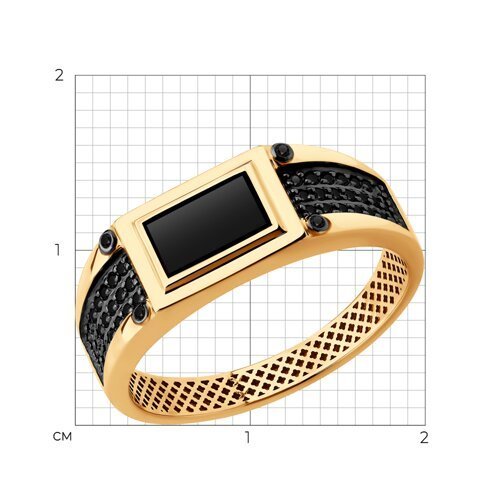 Кольцо золотое пробы 585 с агатом (Арт.717245)