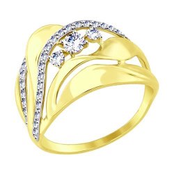 Кольцо из желтого золота с фианитами (Арт.017501-2)