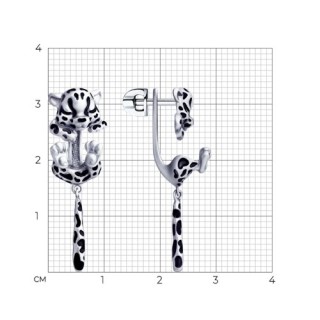 Серьги из серебра с эмалью «Игривая Пантера» SOKOLOV (арт.94023407)