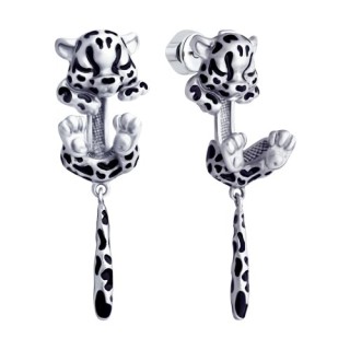 Серьги из серебра с эмалью «Игривая Пантера» SOKOLOV (арт.94023407)