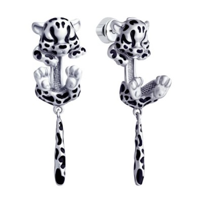 Серьги из серебра с эмалью «Игривая Пантера» SOKOLOV (арт.94023407)