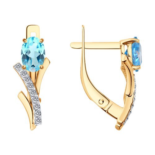 Серьги золотые пробы 585 с топазом (Арт.729286)