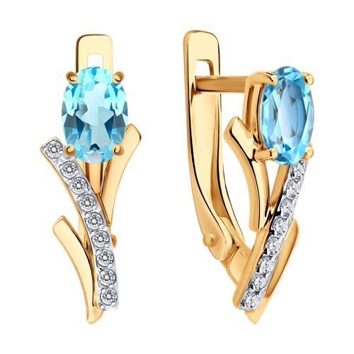 Серьги золотые пробы 585 с топазом (Арт.729286)