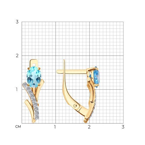 Серьги золотые пробы 585 с топазом (Арт.729286)