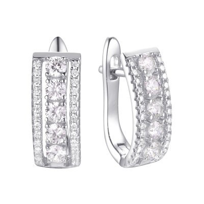 Серьги из серебра с фианитом (Арт.cz-e00681-x-w-w-x-w)