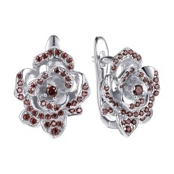 Серьги из серебра с фианитом (Арт.cz-e02032-x-w-db-x-db)