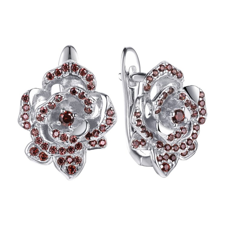 Серьги из серебра с фианитом (Арт.cz-e02032-x-w-db-x-db)