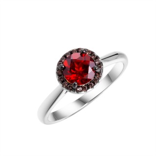 Кольцо серебряное с гранатом «Spring Glow» Fresh Jewelry (арт.CZ-R00923-X-WB-PG-X-BR)
