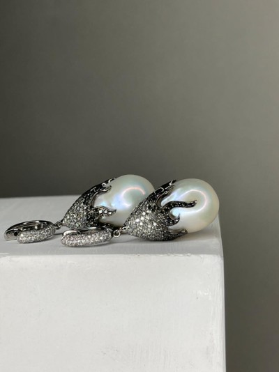 Серьги золото с бриллиантами и барочным жемчугом «Flame Pearl» MyJewels (арт.15951)