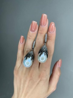 Серьги золото с бриллиантами и барочным жемчугом «Flame Pearl» MyJewels (арт.15951)