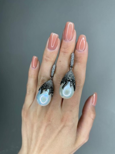 Серьги золото с бриллиантами и барочным жемчугом «Flame Pearl» MyJewels (арт.15951)