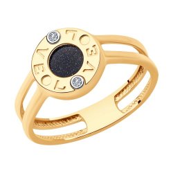 Кольцо из золота с бриллиантами и авантюрином (Арт.1012183)