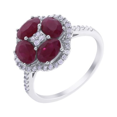 Кольцо из белого золота с бриллиантом и рубином (Арт.aar-6459_ru_wg)