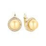 Серьги серебряные с жемчугом и фианитами «Golden Pearl Shine» Fresh Jewelry (арт.PI-E00150-X-L-ST705-X-W)
