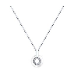 Колье из серебра с керамической вставкой и фианитами (Арт.94070628)