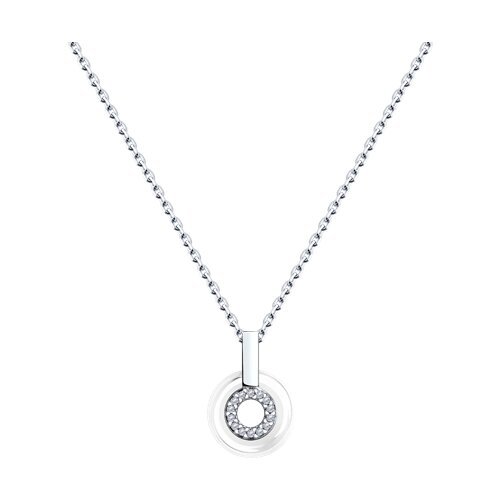 Колье из серебра с керамической вставкой и фианитами (Арт.94070628)
