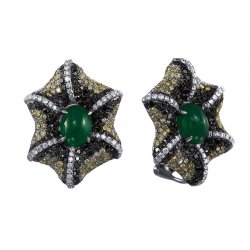 Серьги из золота с бриллиантом и изумрудом (Арт.e0746eme-yh01-2243_sr_db_dy_em_blk)