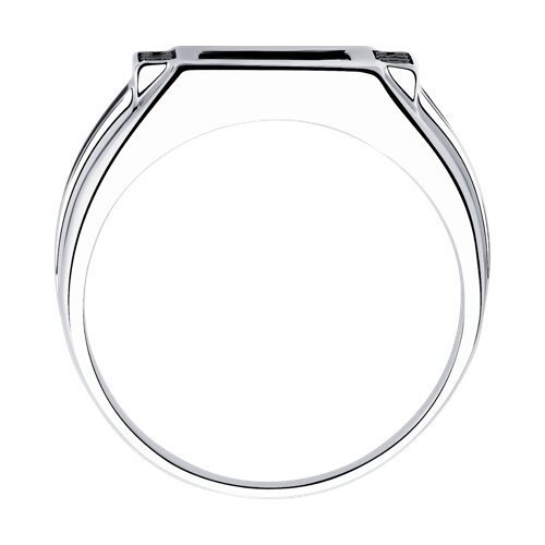 Кольцо-печатка из серебра с эмалью, фианитами и шпинелью «Ночной акцент» SOKOLOV (арт.94-112-00488-2)