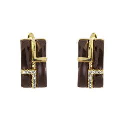 Серьги из серебра с керамикой и куб. цирконием (Арт.tc-e00634-br-l-x-x-w)