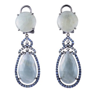 Серьги золото с бриллиантами, корундом и сапфирами «Полярное сияние» Myjewels (арт.E3378K_SM_CR_BLK)