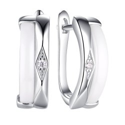 Серьги из серебра с керамикой и фианитом (Арт.tc-e01037-w-w-x-x-w)