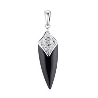 Кулон серебряный с керамикой и фианитами «Ceramic Spear» Fresh Jewelry (арт.TC-P00095-B-W-X-X-W)