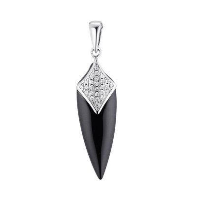 Кулон из серебра с керамикой и фианитом (Арт.tc-p00095-b-w-x-x-w)