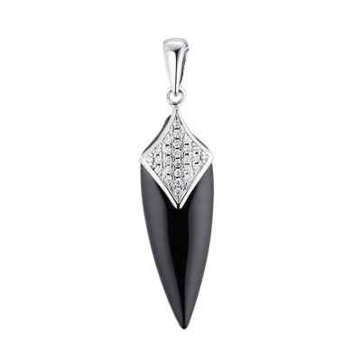 Кулон серебряный с керамикой и фианитами «Ceramic Spear» Fresh Jewelry (арт.TC-P00095-B-W-X-X-W)