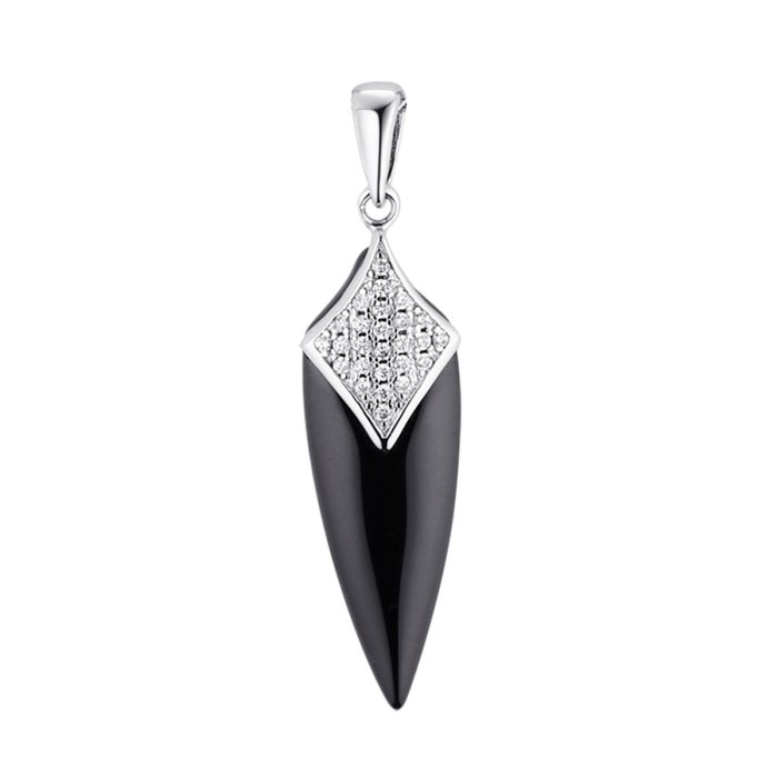 Кулон из серебра с керамикой и фианитом (Арт.tc-p00095-b-w-x-x-w)