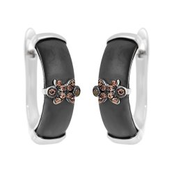 Серьги из серебра с керамикой и куб. цирконием (Арт.tm-e00447-b-wb-x-x-db)