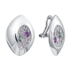 Серьги из белого золота с бриллиантом и сапфиром (Арт.ktk_121e_sr_dn_gsa_ps_wg)