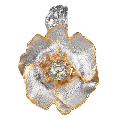 Серебряный кулон BEAVERS с зеленым аметистом 3132az